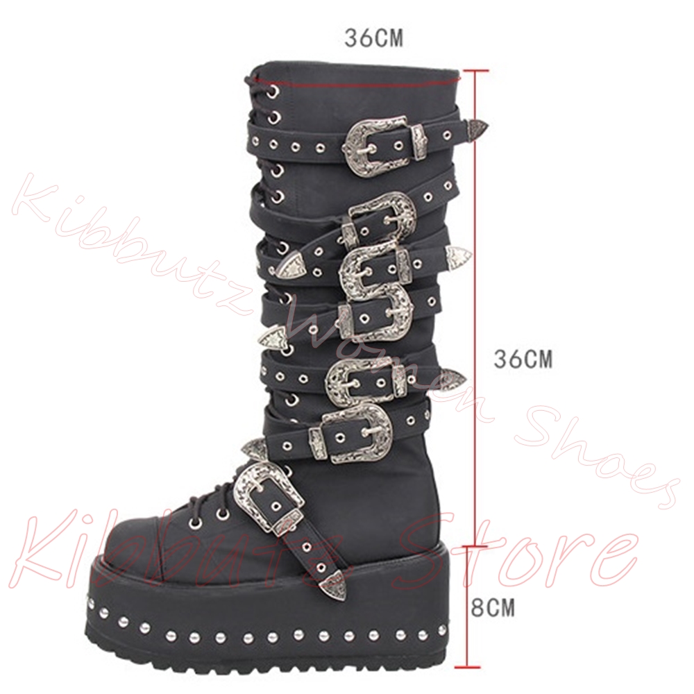 Gothic Platform Knee High Boot - Streetwear Zipper recension och pris