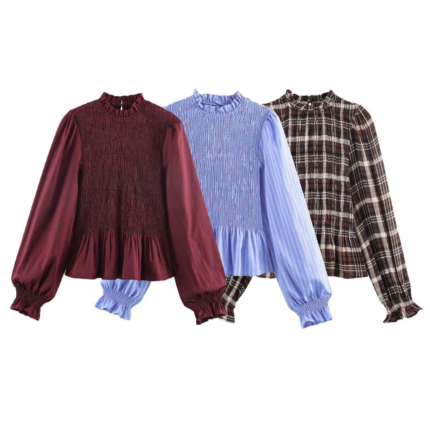 Brand Plaid Ruffle Blouses for - Streetwear Brand England recension och pris