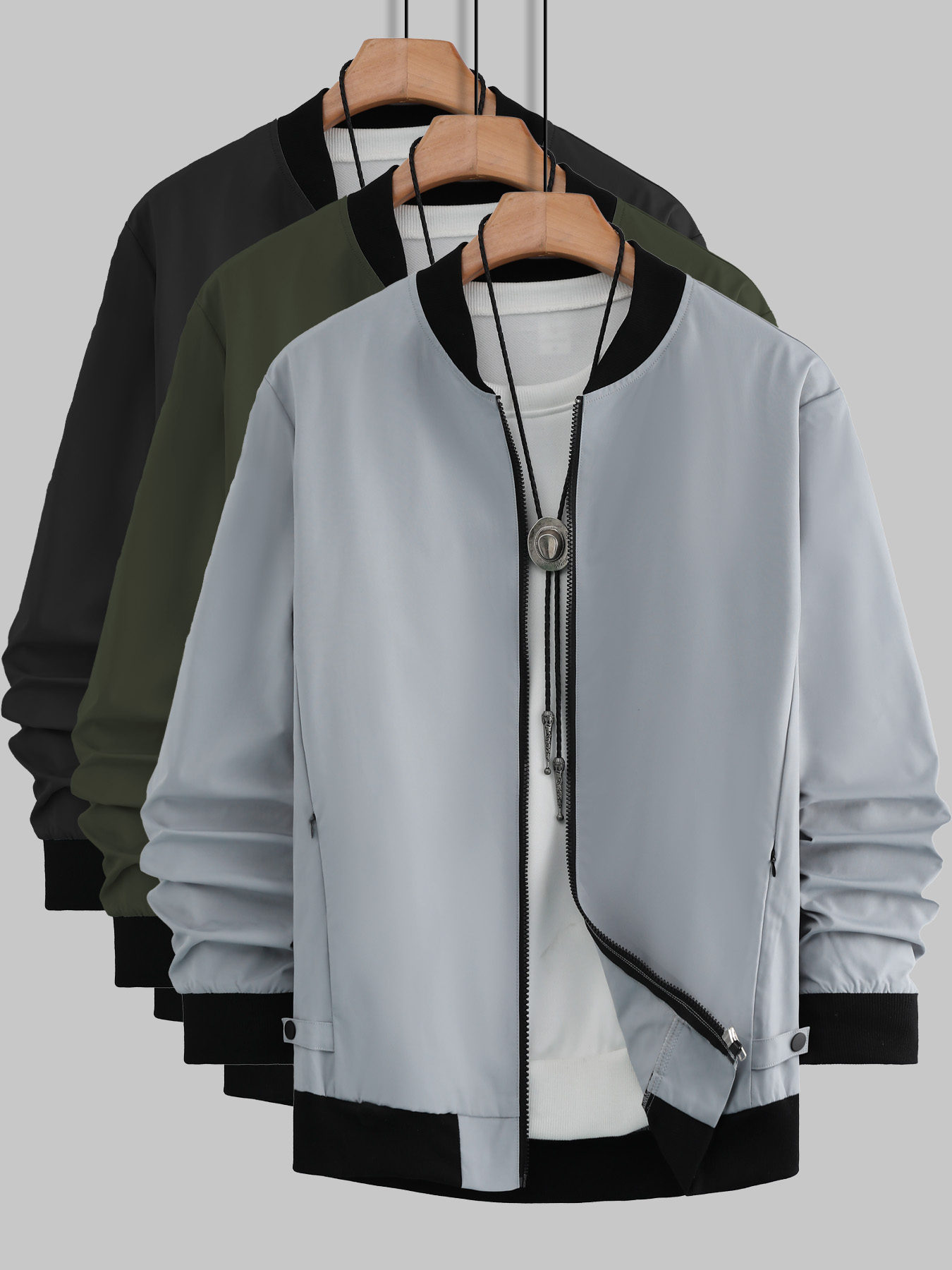 Men's zip-up baseball jacket,  - Streetwear Zipper recension och pris