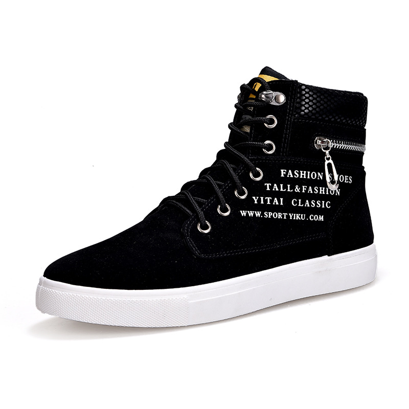 Men's Black High-Top Sneakers  - Streetwear Zipper recension och pris
